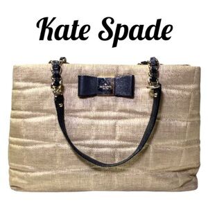 Kate Spade Veranda Place Straw Quilted Marianne Shoulder Bag With COA